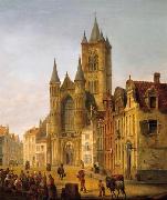 unknow artist Gent. Blick auf St. Bavo im Herzen der Altstadt oil painting reproduction